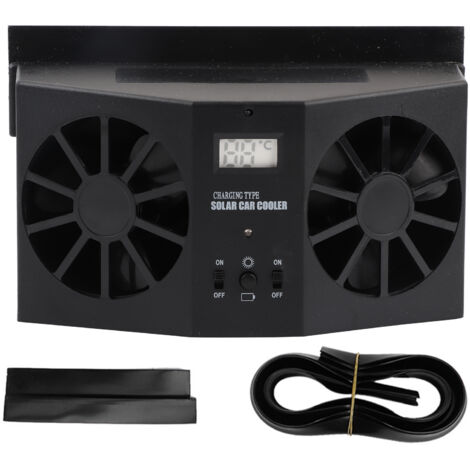 Ventilateur de refroidissement noir, ventilateur de bouche d'aération pour voiture, résistant à l'abrasion, à énergie solaire, pour la décoration automobile (1/5)