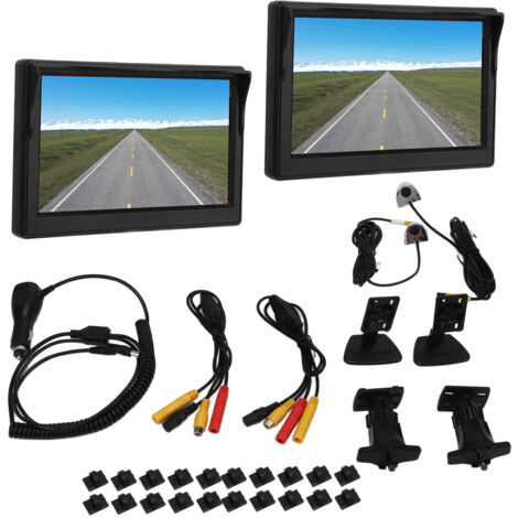 Caméra de recul 12 V-24 V, écran LCD TFT 5 pouces, kit de système de recul, angle horizontal 87°, angle vertical 62°, étanche IP67, pour voiture, bus et camion (1/5)