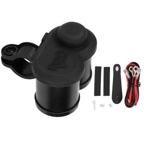 Chargeur de téléphone multifonction double USB pour moto avec voltmètre et allume-cigare (noir)