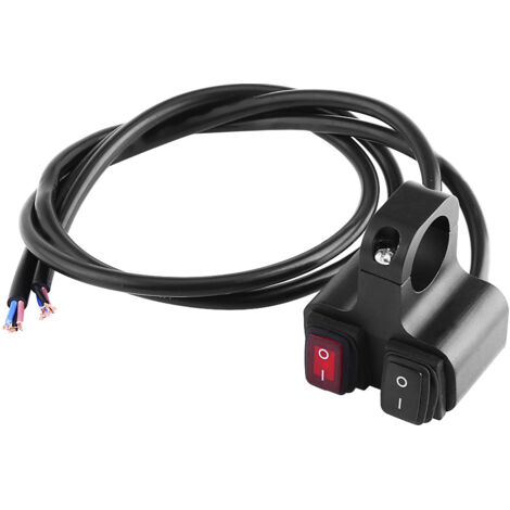 Interrupteur de guidon, bouton de projecteur de moto en aluminium CNC, câble de 50 cm pour motos et scooters (1/5)