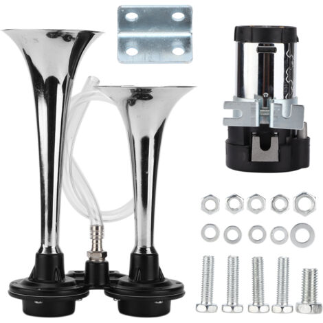 Double klaxon 12 V, 150 dB, bobine en cuivre avec compresseur, pour voitures, SUV, motos, bateaux et bus (1/5)