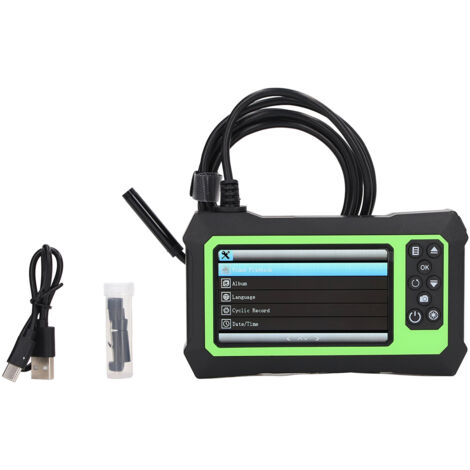 Endoscope avec objectif de 8 mm, écran LCD de 4,3 pouces, caméra endoscopique, étanche IP67, pour l'inspection, 5 m/16,4 pieds, vert (1/5)