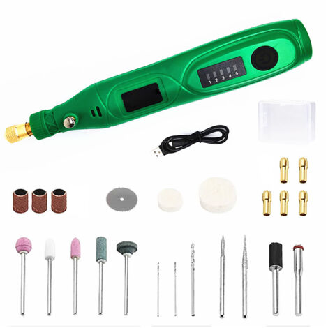 Mini outil rotatif sans fil, moteur en cuivre Rechargeable à 5 vitesses, boîtier en plastique, ensemble de ponçage pour le meulage (1/5)
