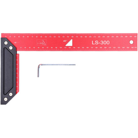 Carrés de travail du bois avec cadre en aluminium, règle de traçage en L de haute précision avec échelle Laser pour charpentier 300 mm (1/5)