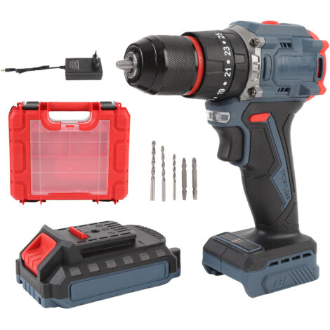 Kit de perceuse sans fil 1 500 tr/min, 25 niveaux de couple, perceuse-visseuse électrique avec lampe LED pour l'entretien domestique, prise UE (1/5)