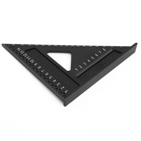 Règle triangulaire de 7 pouces, Angle multi-trous de 90 degrés, charpentier carré pour le travail du bois et la Construction, alliage d'aluminium (1/5)