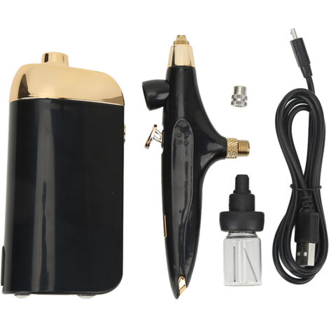 Aérographe Facial à oxygène, maquillage Portable, soins de la peau, Toner, dispositif de pulvérisation à brume Nano, cadeaux pour femmes, ensemble noir (1/5)