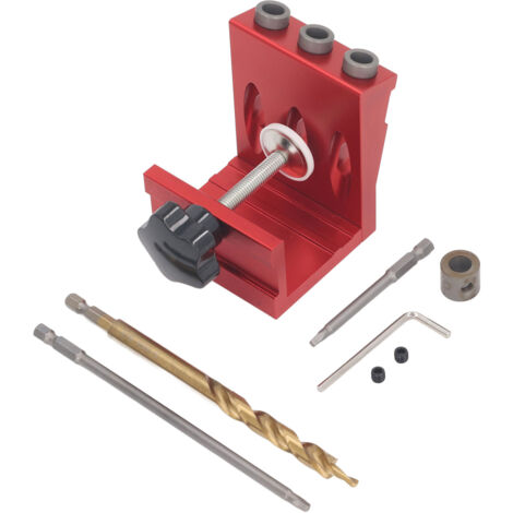 Jeu de gabarits de trous de poche, système de chevilles en alliage d'aluminium pour les projets de bricolage sur le travail du bois (1/5)