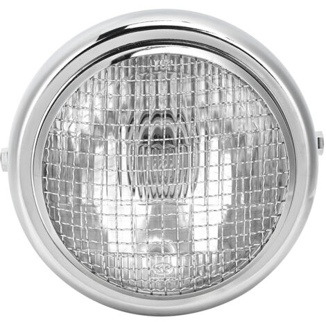 Phare de gril de moto 7 pouces 55W, Style Vintage, phare halogène à faisceau haut/bas, coque en galvanoplastie, verre transparent (1/5)