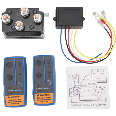 Kit de télécommande de treuil sans fil, contacteur de relais solénoïde 500A pour 8000lbs à 12000lbs ATV UTV DC 12V (1/5)