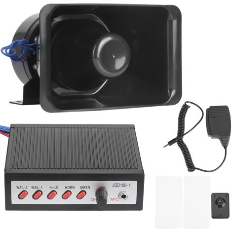 Klaxon électronique puissant à 5 sons, sirène d'avertissement 100 W, haut-parleur de sécurité, 12 V