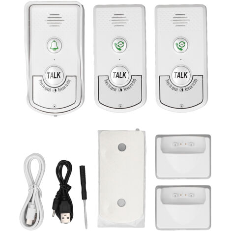Sonnette d'interphone sans fil longue portée IP54, étanche, voix à 2 voies, pour la maison et le bureau (1/5)