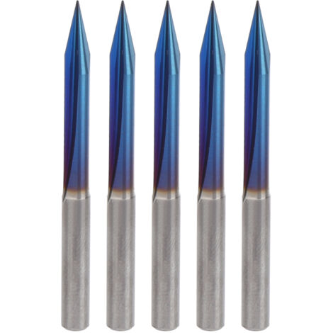 5 pièces 2 cannelures V pointe gravure fraise en bout 4mm tige droite en acier tungstène outils de sculpture 4x0.3x25mm (1/5)