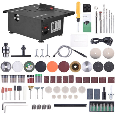 Ensemble de mini-scie de table de 400 W, moteur en cuivre de 8 000 tr/min, angle de coupe réglable, profondeur de coupe de 30 mm – Comprend des lames de scie (1/5)