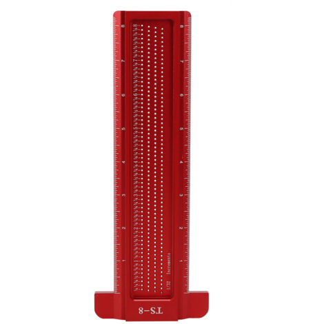 Règle de trou pour le travail du bois TS-8, outil de mesure en forme de T en aluminium, Mini graveur pour le matériel (rouge) (1/5)