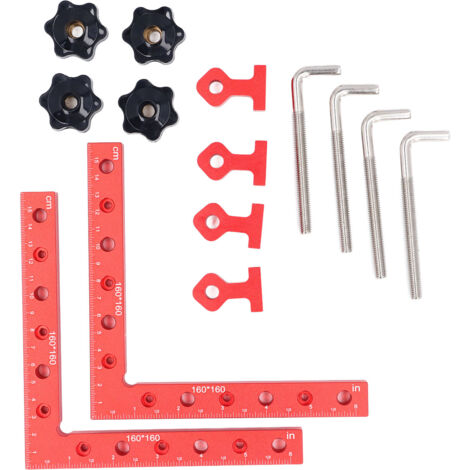 2 jeux de carrés de serrage 160X160mm en alliage d'aluminium, pince d'angle à 90 degrés, échelle métrique et impériale, outils pour le travail du bois (1/5)