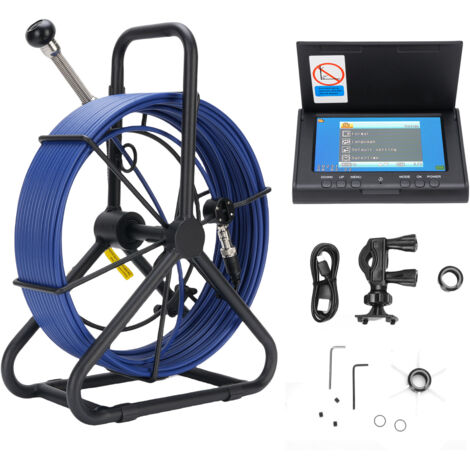 Caméra d'égout 30M, 18mm 1080P IP68 étanche, écran 4.3 pouces, enregistrement DVR, petite carte mémoire 32 go, tuyau de vidange, endoscope (1/5)