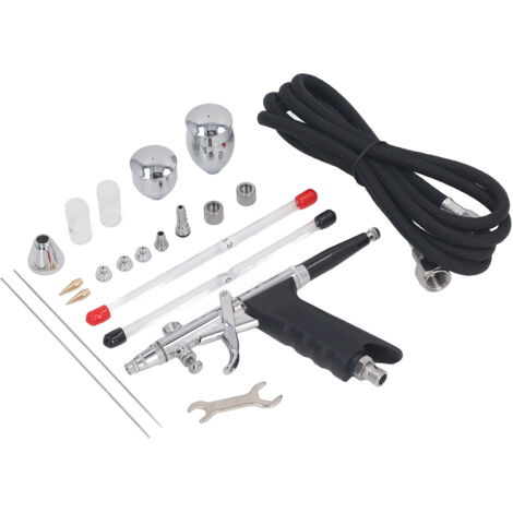 Kit d'aérographe à gâchette, 3 tasses de fluide, ensemble de brosses à air à double Action pour la réparation de meubles, modèle de peinture, buse 0.3mm 0.5mm 0.8mm (1/5)