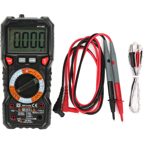 Multimètre numérique à 6000 points, plage automatique, véritable valeur efficace, ampèremètre HT118C (1/5)