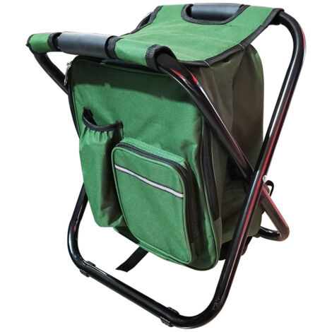 Sac à dos pliant avec tabouret, sac à outils en tissu Oxford épais de grande capacité, refroidisseur de chaise pour Camping en plein air et pêche