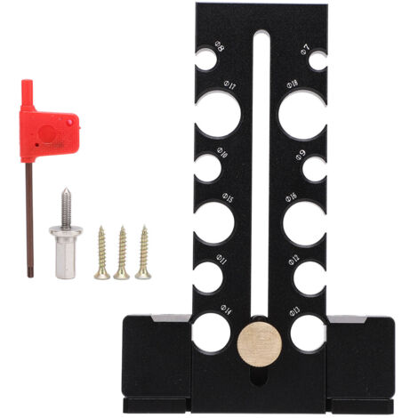 Kit de gabarit pour fabricant de chevilles, plaque de coupe réglable en bois, 12 trous, alliage d'aluminium, perceuse électrique, fraisage, tige ronde, outil auxiliaire (1/5)