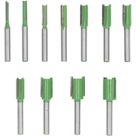 Mèches de toupie à tige de 6mm, en alliage d'acier au tungstène, mèche droite simple à Double cannelure pour couper la sculpture, 11 pièces (1/5)
