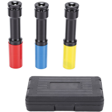 Jeu de douilles de protection de roue à paroi fine, 3 pièces, 1/2 pouces, Extra Long, impact profond 17, 19, 21mm, coloré (1/5)