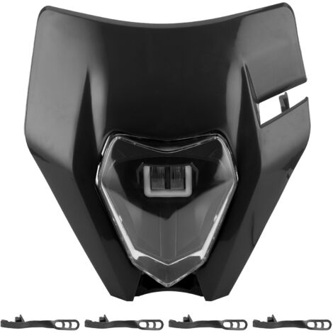 Phare de moto universel feux de route/croisement LED phare 60W 6000K lampe de jour noir (1/5)