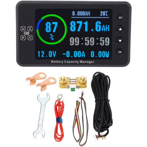 Moniteur de batterie à écran couleur 8-120V 0,06-300A 3,5 pouces, gestionnaire de capacité pour Batteries acides au Lithium-Ion Ni à hydrure métallique (1/5)