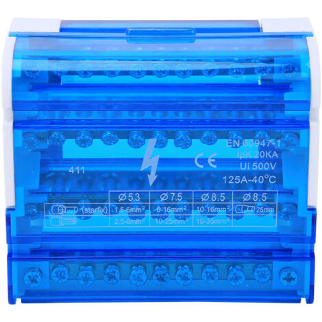 411 Bote de distribution de blocs à bornes DIN Rail DIN 4-niveau monophasé pour le génie électrique (1/5)