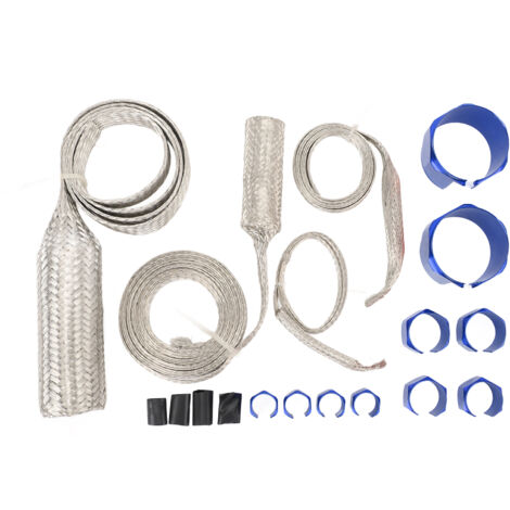 Kit de couvercle de tuyau d'habillage en acier inoxydable, ensemble de manchons de radiateur universels, résistant à la chaleur extrême pour véhicule bleu (1/5)