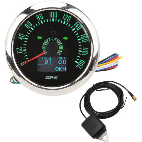 Tachymètre GPS 3 en 1 200 KM/H 85mm 9-32V 7 couleurs rétro-éclairé antibuée universel pour bateau voiture RV moto (1/5)