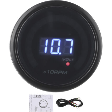 Tachymètre 2 en 1 12V, voltmètre à affichage numérique LED, compteur de haute précision universel pour voiture (1/5)