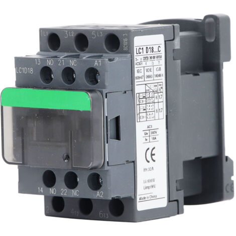 Contacteur AC LC1D18, tension nominale 380V, remplacement électrique industriel, bobine 18A AC220V (1/5)