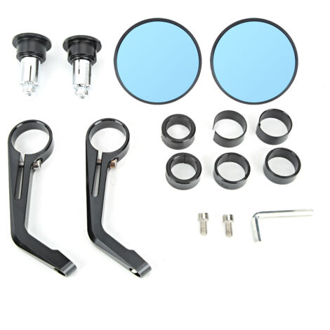 Accessoire de rétroviseurs ronds rétro latéraux d'extrémité de barre de poignée en aluminium CNC (1/5)