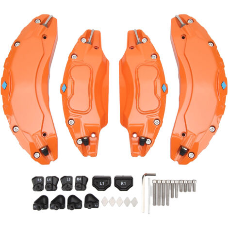 Couvercle d'étrier de moyeu de roue en alliage d'aluminium, couvercle de protection de frein à disque de remplacement pour Tesla modèle 3 Orange 4 pièces 18 pouces 19 pouces (1/5)