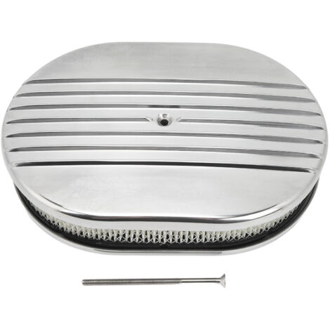 Filtre à Air en alliage d'aluminium poli, Kit d'assemblage de filtre ovale à demi-ailettes de 12 pouces de remplacement pour Ford (1/5)