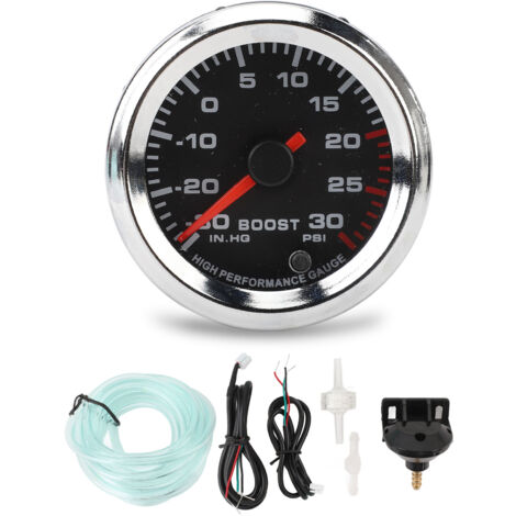 Jauge de suralimentation numérique 52mm 0 à 30 PSI, pointeur 7 couleurs, haute précision, installation facile, pression pour véhicule 12V (1/5)