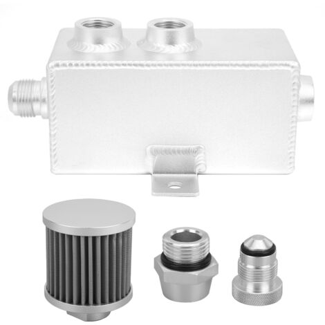 Réservoir de débordement de carburant de liquide de refroidissement de bidon de récupération d'huile en aluminium de 1L avec le robinet de vidange de filtre de reniflard universel