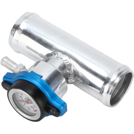 Remplisseur de tuyau de radiateur en ligne en aluminium, 38mm/1,5 pouces, avec jauge de température pour moteur (1/5)
