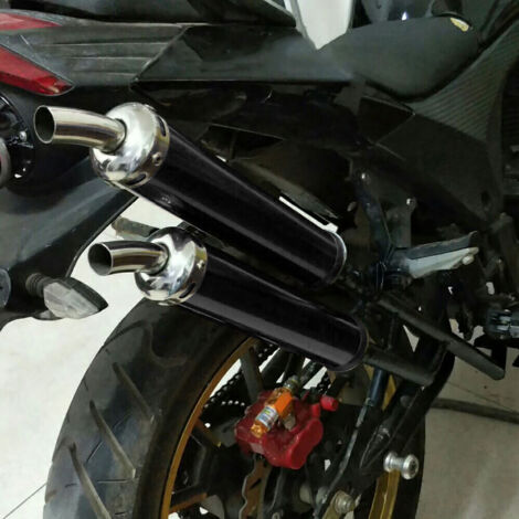 Silencieux d'échappement en acier inoxydable 20 mm/0,8 pouces, pièces modifiées pour moto 2 temps, noir (1/5)