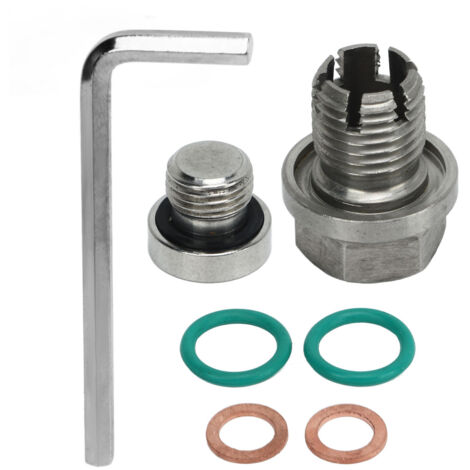 Bouchon de vidange surdimensionné en acier inoxydable, kit de réparation de filetage de carter d'huile autotaraudeur avec clé hexagonale, joint torique M12.1-1.5x15mm (1/5)