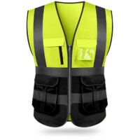 Gilet de sécurité réfléchissant haute visibilité, multipoches, vêtement de travail, sécurité, vêtements de travail, jour et nuit, pour moto et vélo.