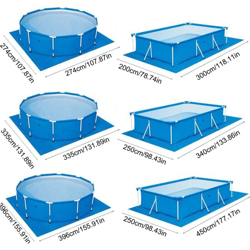 Tapis De Sol Pour Piscine Hors Terre – Protecteur Imperméable Pliable Bleu 274x274 Cm, Idéal Rectangulaire & Rond, Protection Sol Piscine
