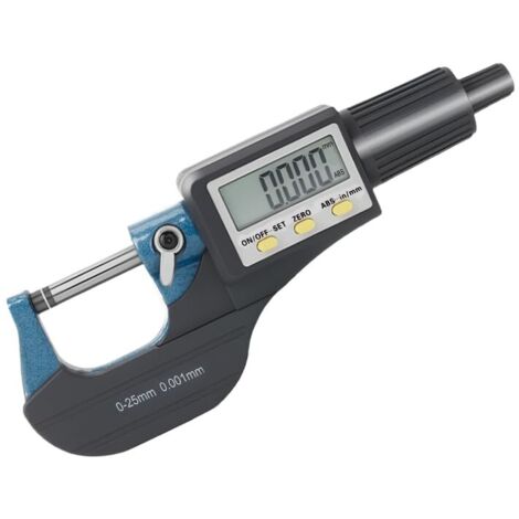 0-25mm /0-1" Micromètre Numérique - 0,001mm/0.00005‘’ Haute Précision Portable LCD Micrometre électronique Mesure Incrémentale et Absolue Mode Pouces & Métrique, Gris