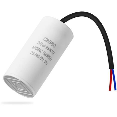 CBB60 450v 30uf 50/60HZ condensateur de démarrage, condensateur de moteur, condensateur de démarrage de moteur, condensateur microfarad avec fil