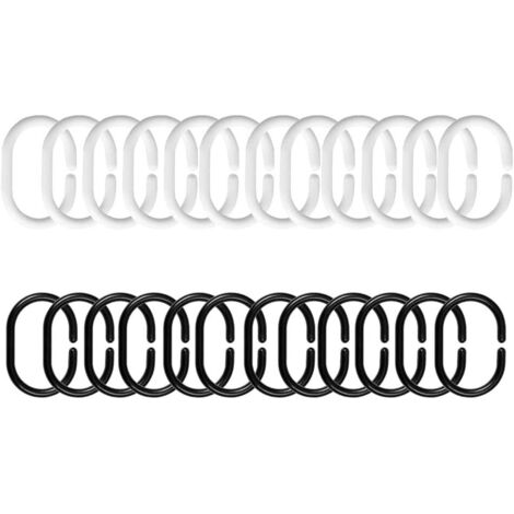 Anneaux pour Rideaux de Douche, 24 Pcs Anneaux de Douche en Plastique, C Crochets de Rideaux, pour Rideau de Fenêtre (1/5)