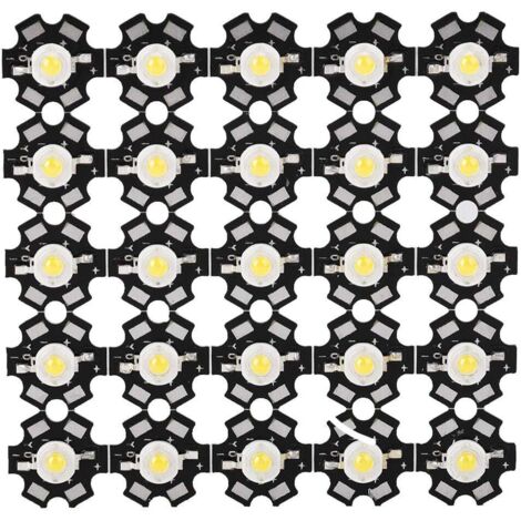 Lot de 25 LED haute puissance Puce 3W Haute Ampoule de Source Lumineuse Intégrée de Puce de LED Ampoule de Projecteur de Perle pour la Lampe D'ampoule White 10000-15000K