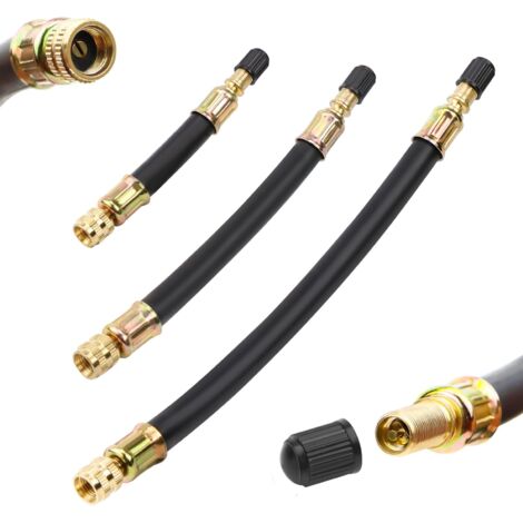 Extension Valve Pneu Pneu Flexible Tuyau Valve en Caoutchouc Adaptateur Valve Pneu Raccord Prolongateur Coudee pour Voiture Moto Vélo Camion 3PCS