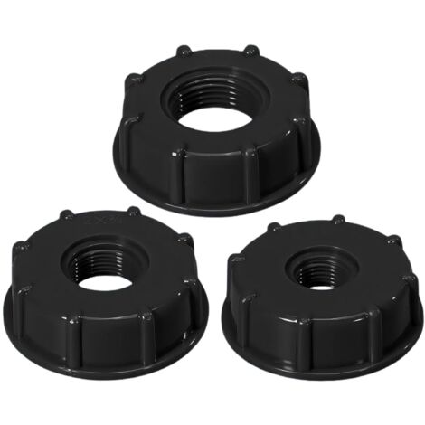 3 Pieces IBC Raccord Cuve 1000 Litres, Adaptateur Cuve 1000l, Adaptateur Robinet Tuyau Arrosage Plastique Noir Raccord Fileté pour Tuyaux d'arrosage Réservoirs IBC Citernes (1/2", 3/4", 1")